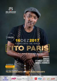 Poster: 16 dezembro, 19h30: Mingas participa do show de Tito Paris no Hotel Polana em Maputo.