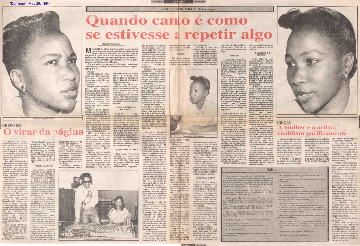 'Domingo' (News Weekly, Moçambique) May 29, 1994