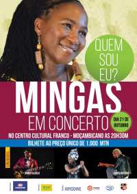 Poster: Mingas Concert: 'Quem sou eu?' at Centro Cultural Franco-Moçambicano in Maputo, Friday October 21, 2016 at 8:30 PM