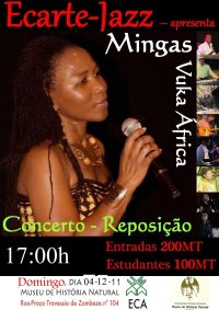 Poster: Mingas concert with Ecarte-Jazz at Museu de História Natural in Maputo